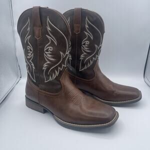 IUV Brown Leather Embroidered Cowboy Western Boots Size 11 Men’s